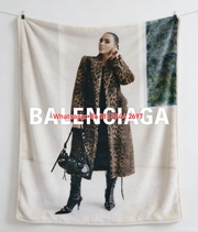 Balenciaga Logo Leopard Print Flannel Throw Blanket BA317